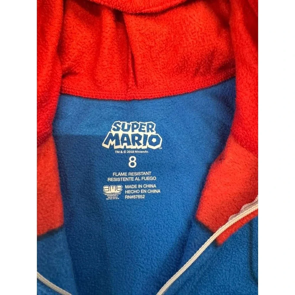Super Mario Pajamas Suit Kids 8 Red Blue Flame Resistant Nintendo 2018 Sleepwear
